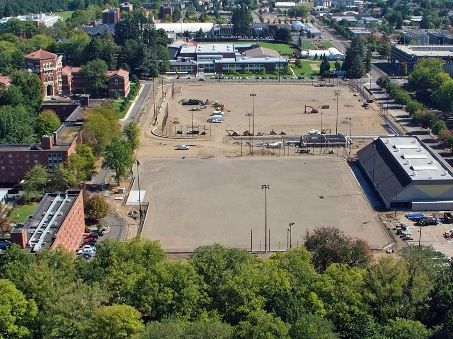Historic overhead image of Student Legacy Park. 